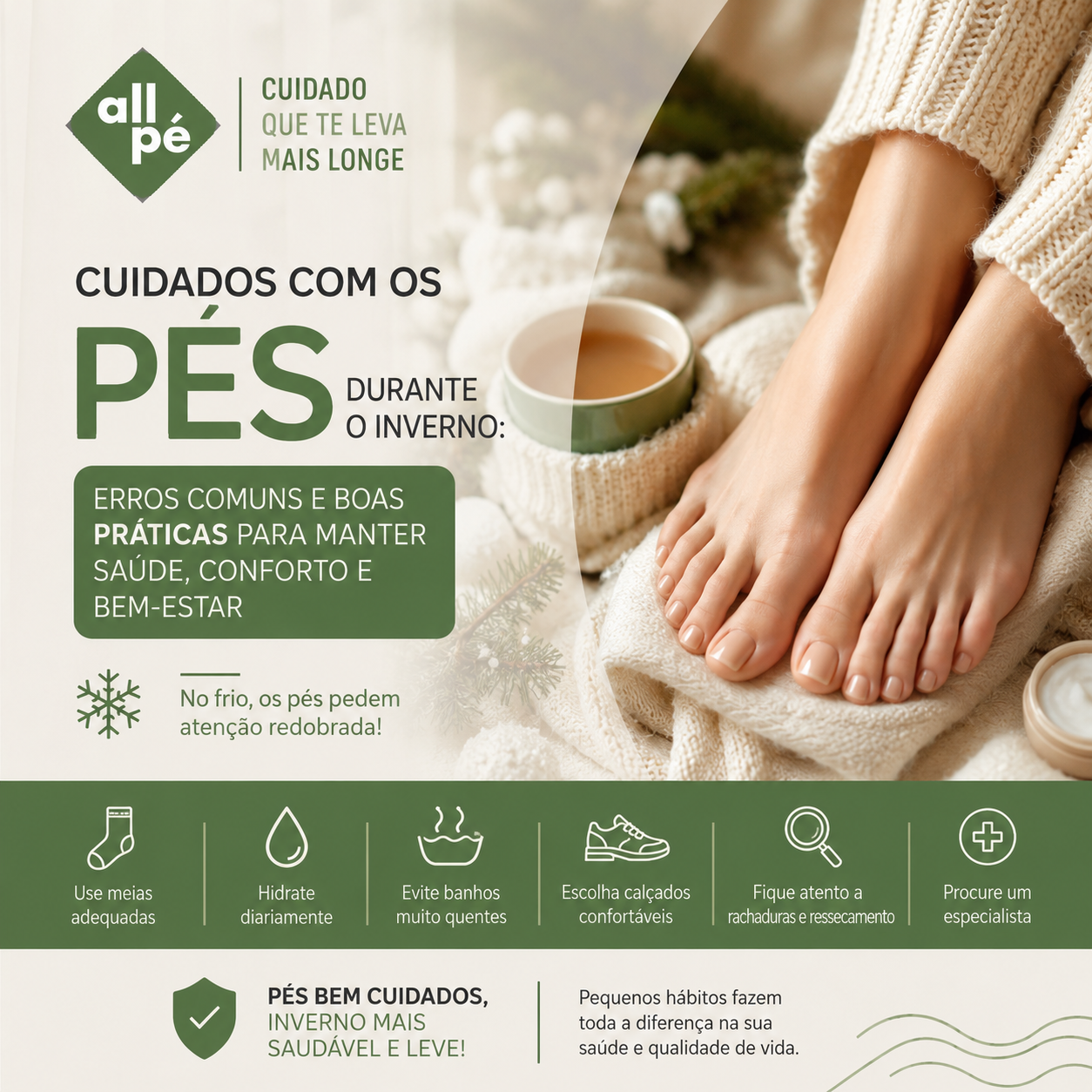 Cuidados com os Pés Durante o Inverno Erros Comuns e Boas Práticas para Manter Saúde, Conforto e Bem-Estar