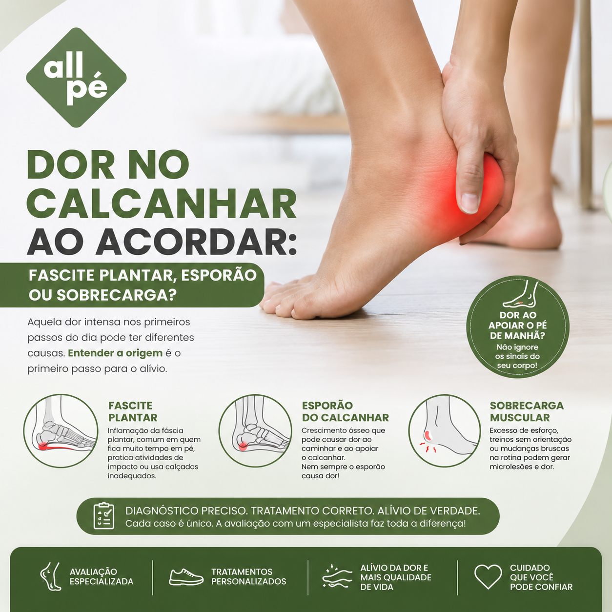 Dor no calcanhar ao acordar fascite plantar, esporão ou sobrecarga