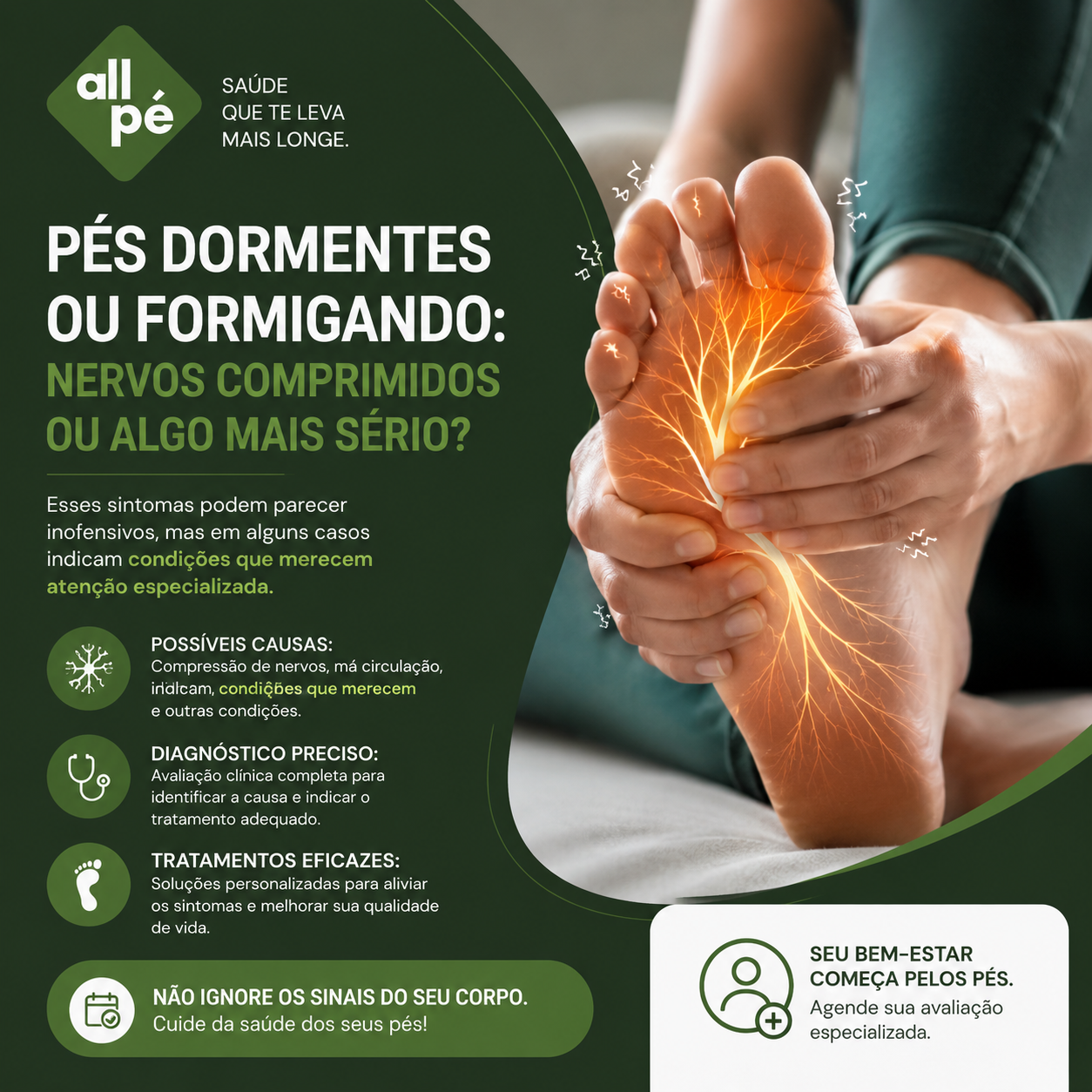 Pés dormentes ou formigando Nervos comprimidos ou algo mais sério